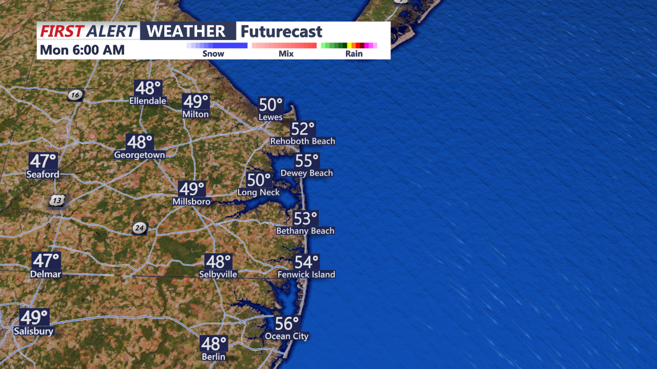 Sunday Night Low Temperatures